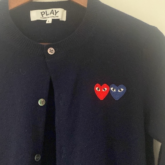 Comme Des Garcons Play wool crew neck cardigan size L - Picture 2 of 5